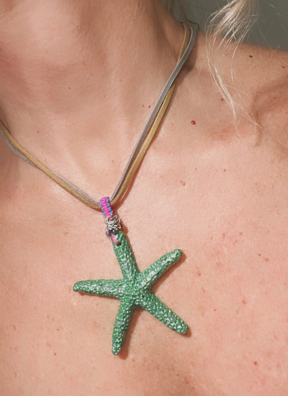 Hand made necklace - star and leather