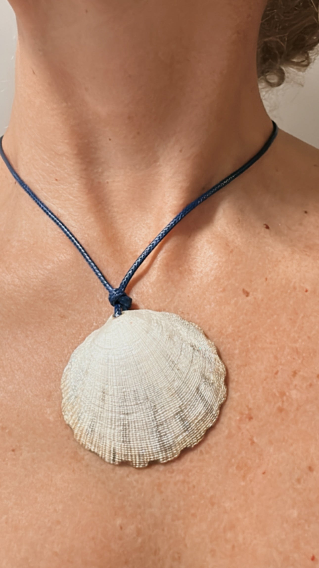 Hand made necklace - sea shell and leather