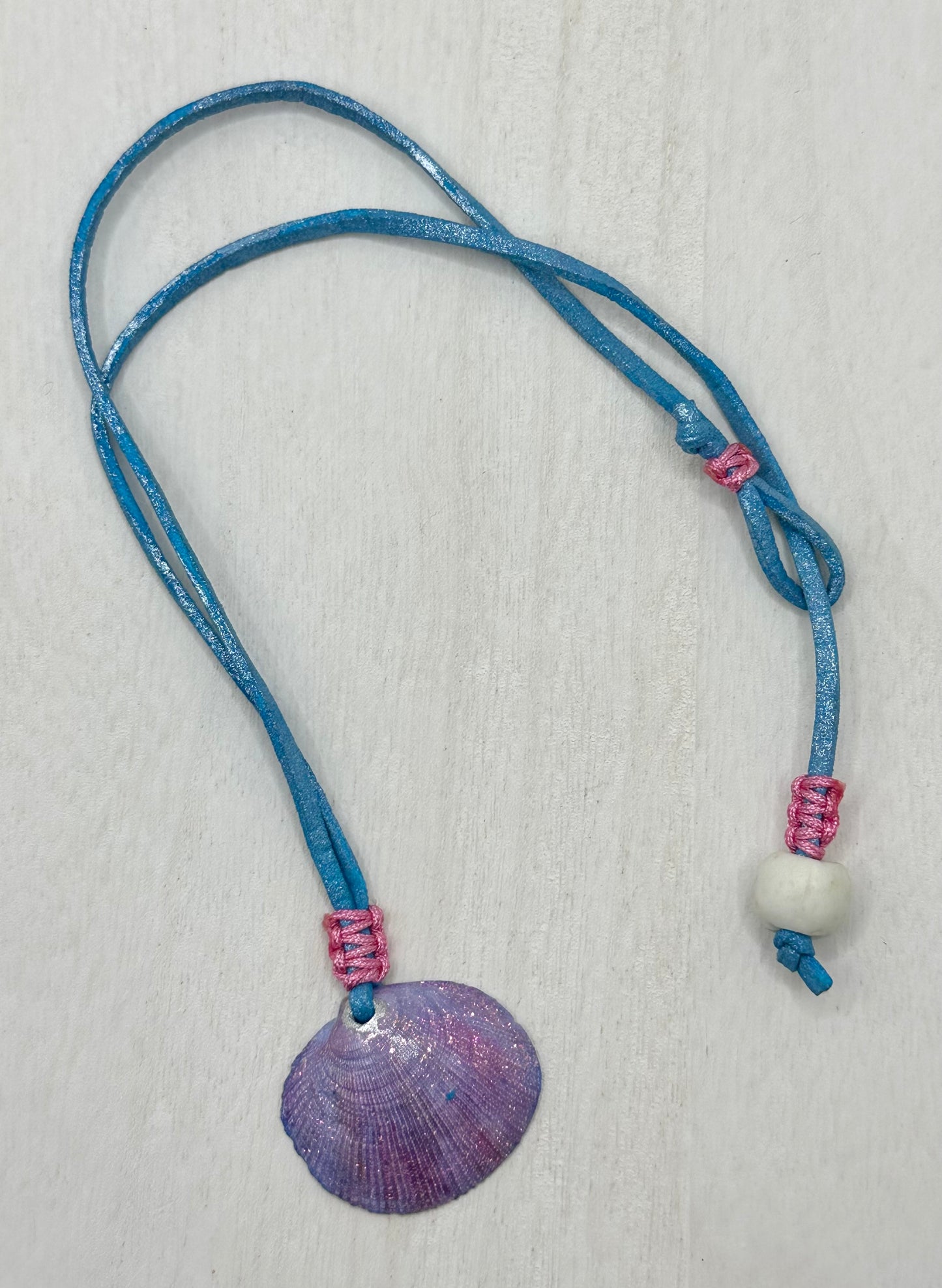 Hand made necklace - leather and sea shell