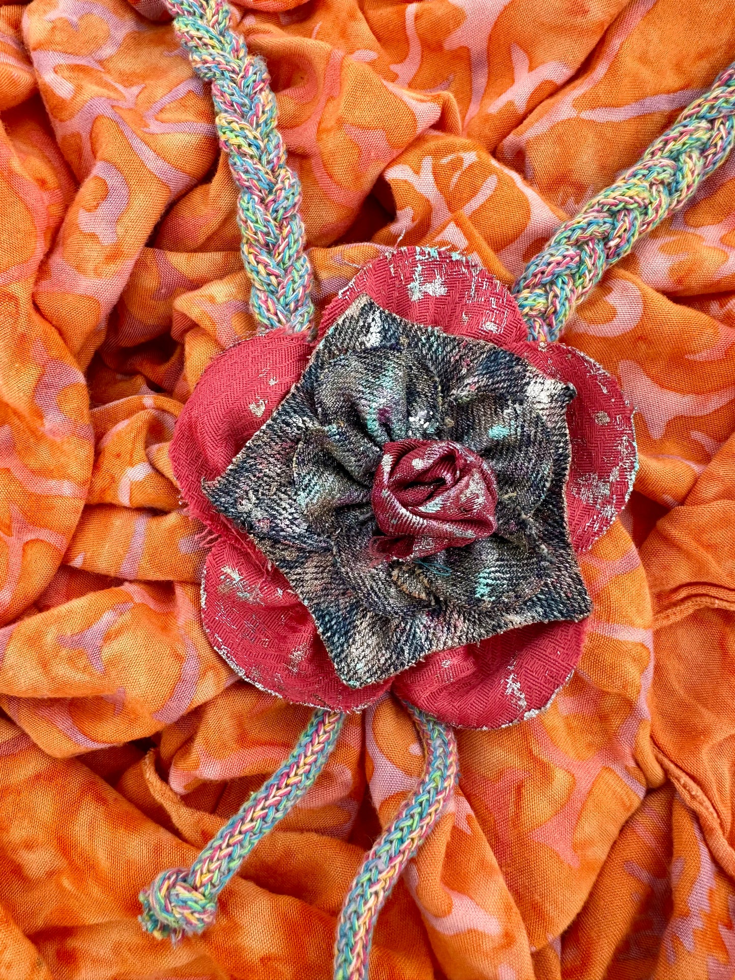 Hand made necklace- Red flower
