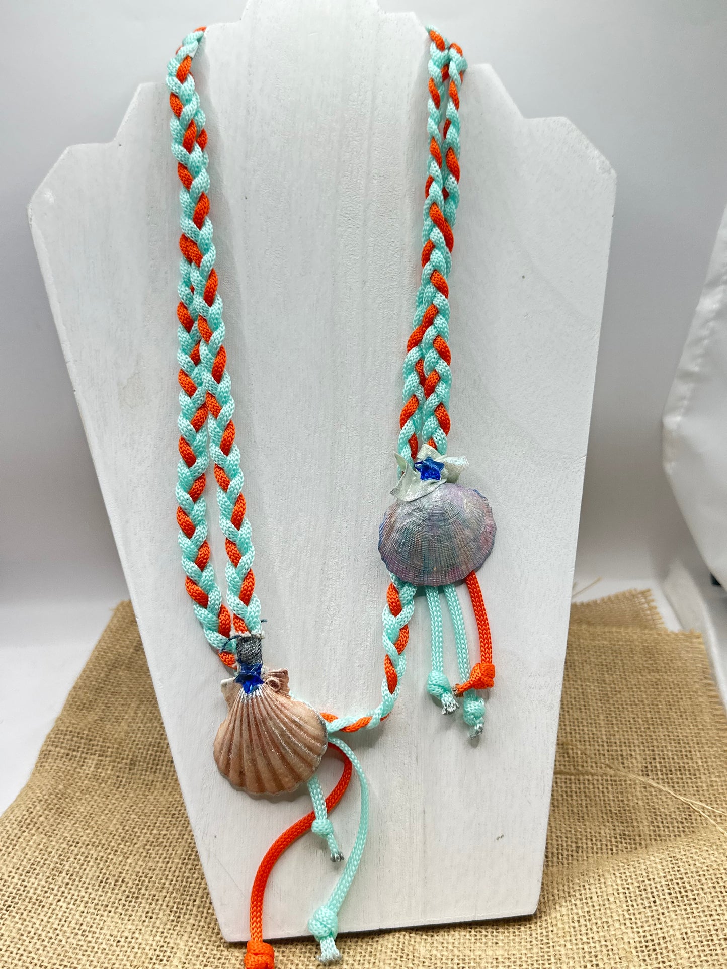 Hand made necklace - cords and sea shells