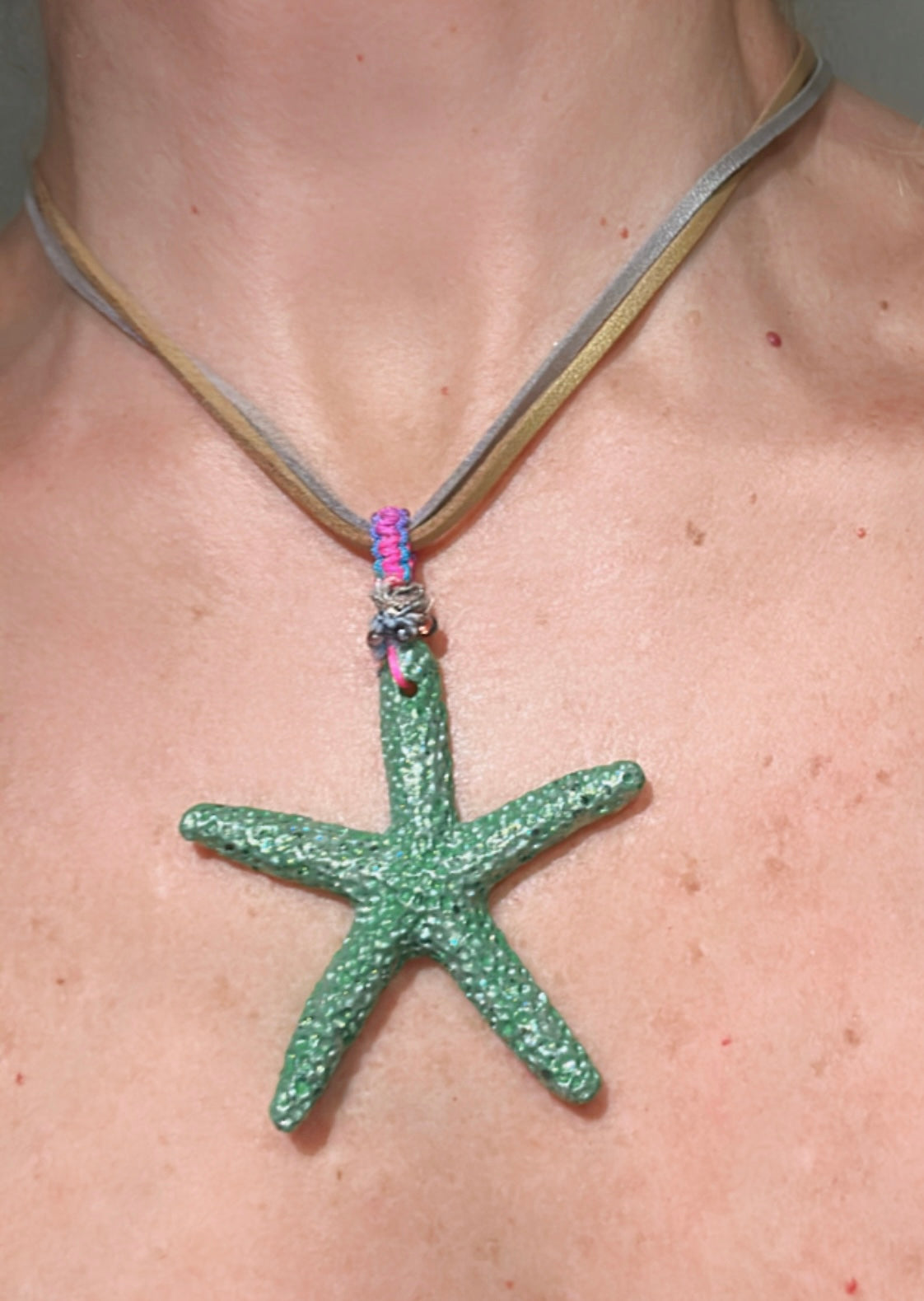 Hand made necklace - star and leather