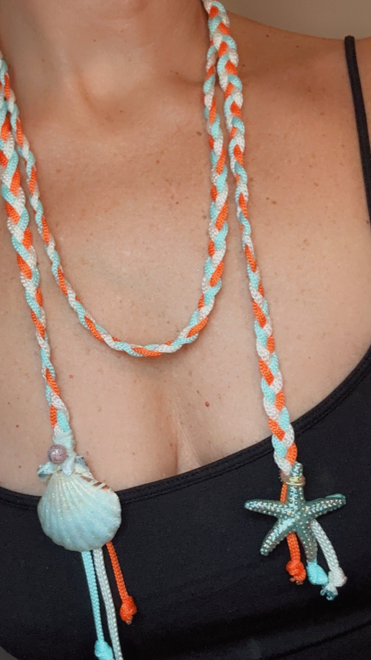 Hand made necklace - sea shell and cords