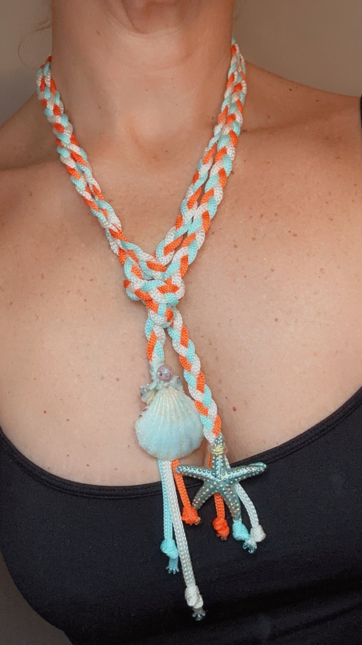 Hand made necklace - sea shell and cords