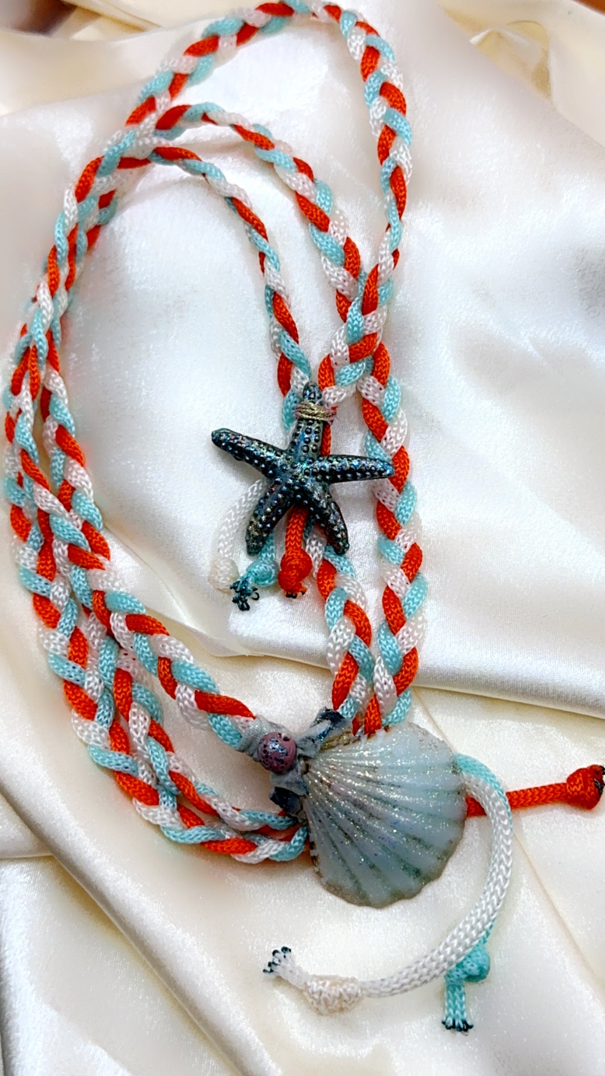 Hand made necklace - sea shell and cords