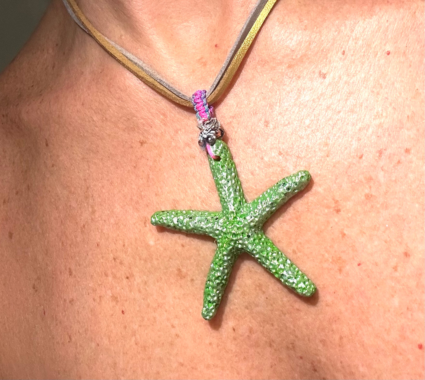 Hand made necklace - star and leather