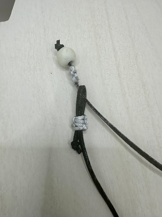 Hand made necklace-Leather plus silver turtle