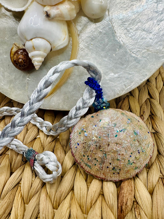 Hand made necklace- Sea shell and satin cord