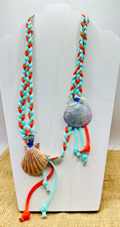 Hand made necklace - cords and sea shells