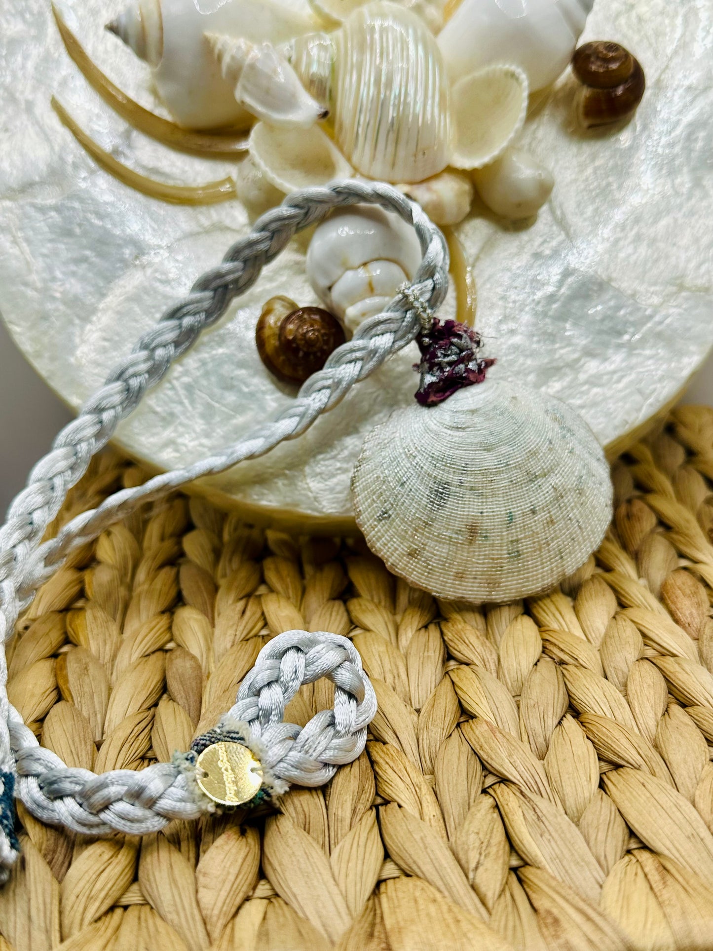 Hand made necklace- Sea shell and satin cord