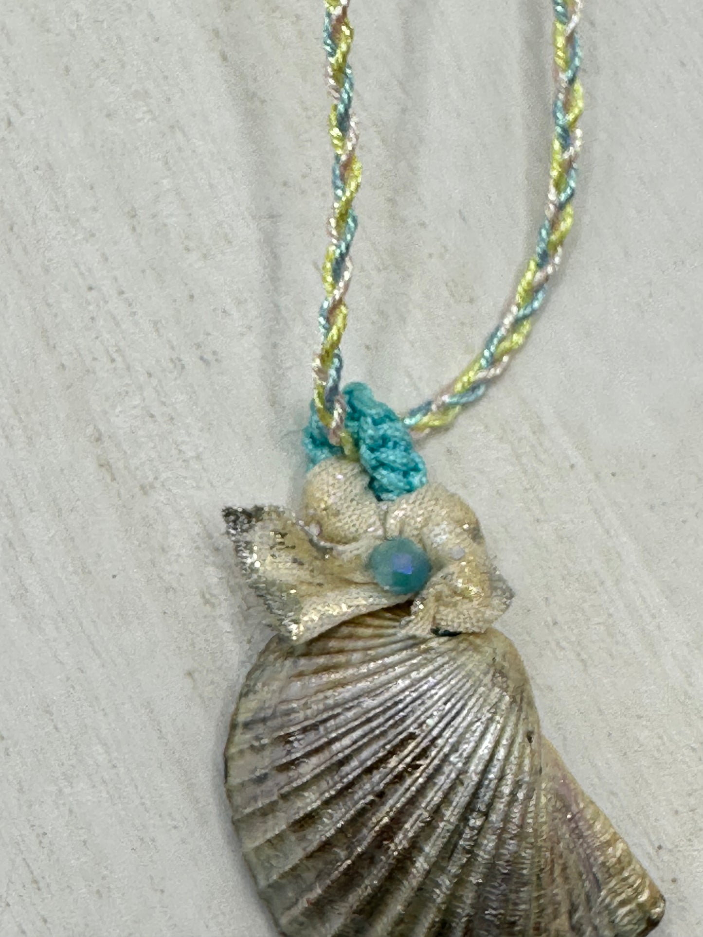 Hand made necklace- satin threaded cord and sea shell