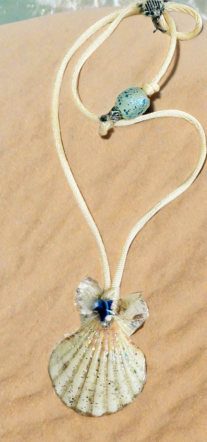 Hand made necklace - sea shell and satin cord