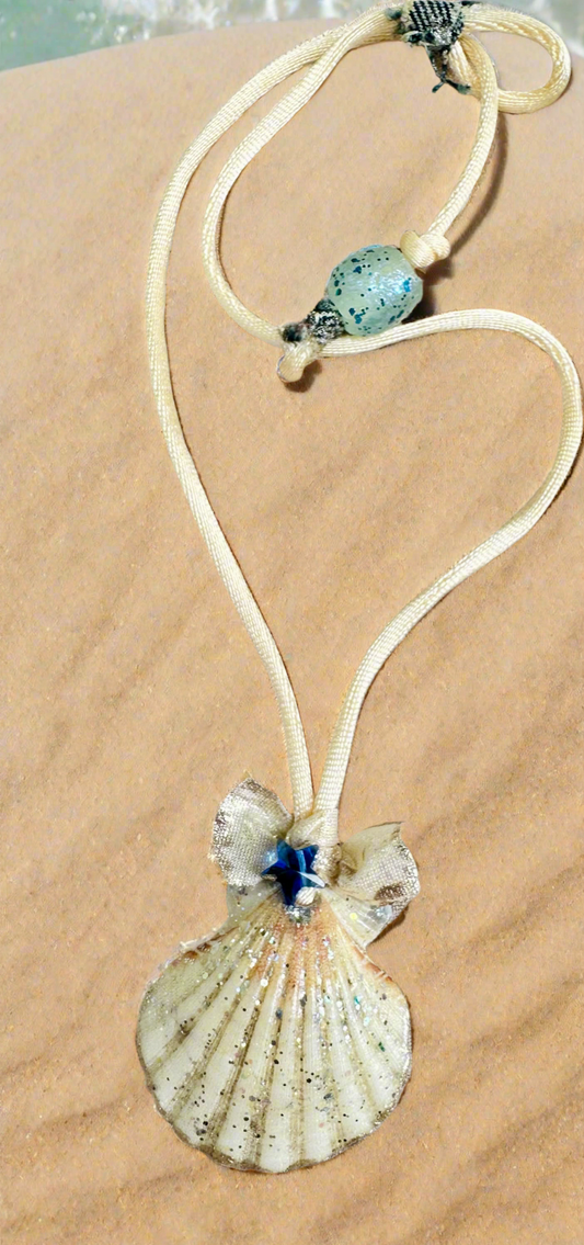 Hand made necklace - sea shell and satin cord