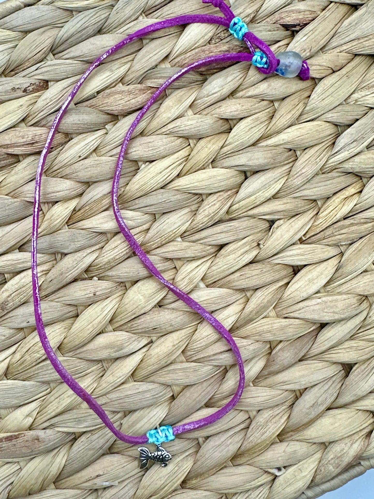 Hand made necklace - Leather plus fishy