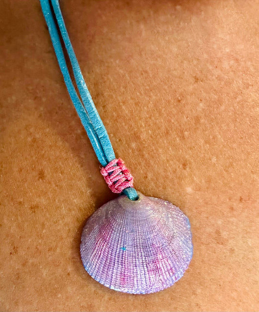 Hand made necklace - leather and sea shell