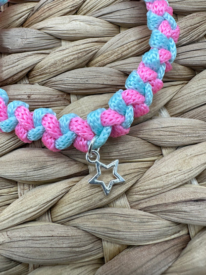 Hand made bracelet- Pink and blue cord