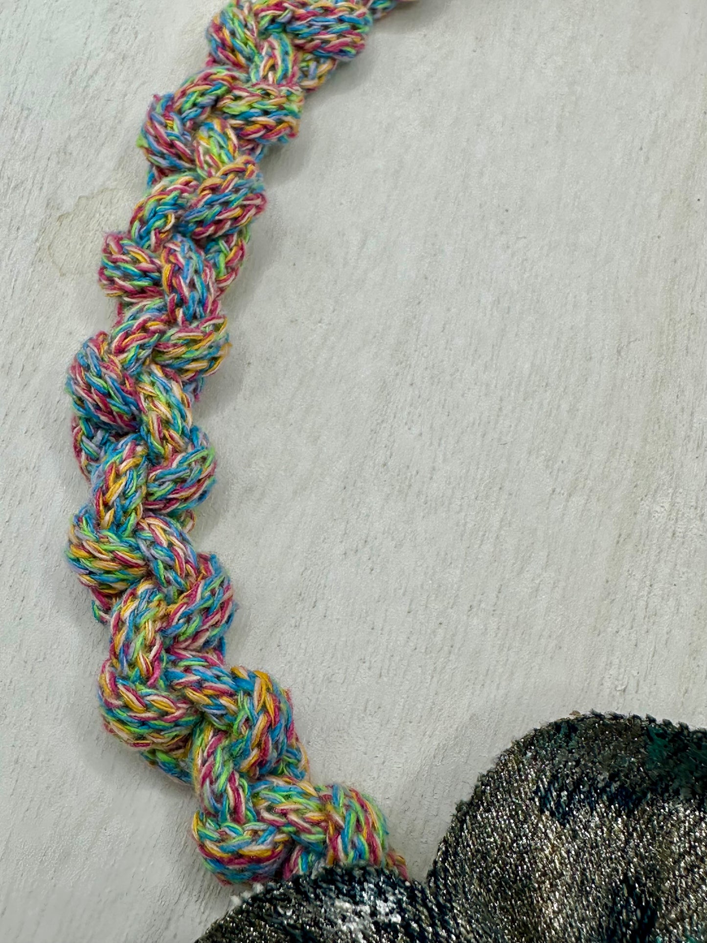Hand made necklace- Denim Flower