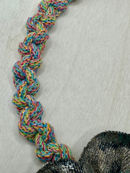Hand made necklace- Denim Flower