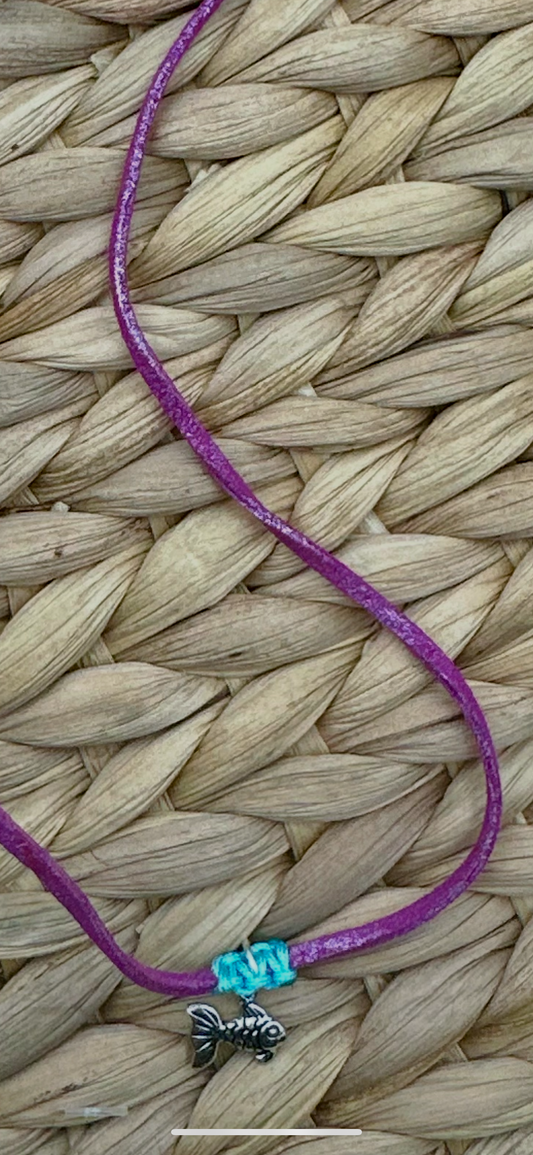 Hand made necklace - Leather plus fishy