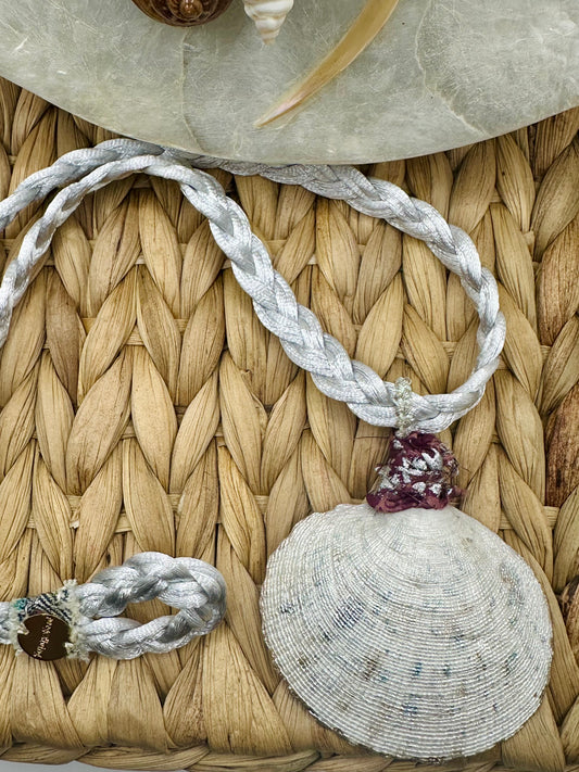 Hand made necklace- Satin and sea shell