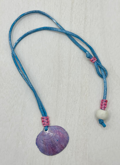 Hand made necklace - leather and sea shell