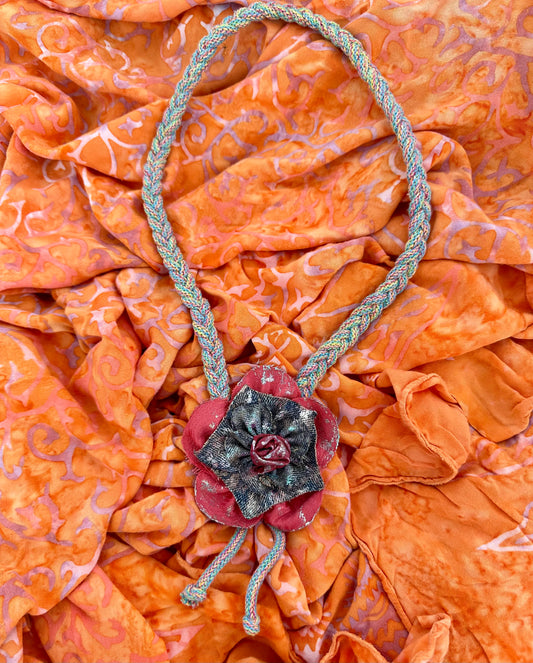 Hand made necklace- Red flower