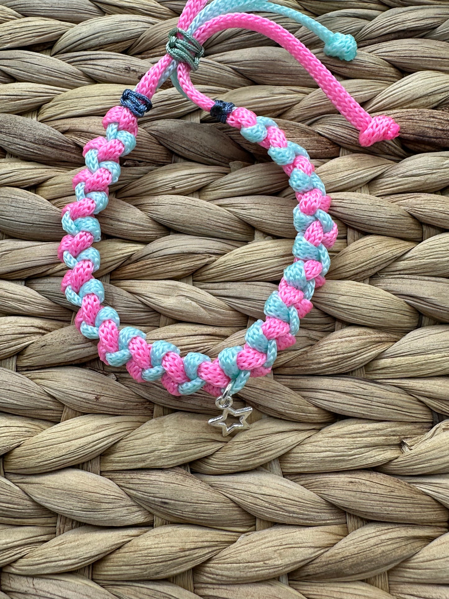 Hand made bracelet- Pink and blue cord