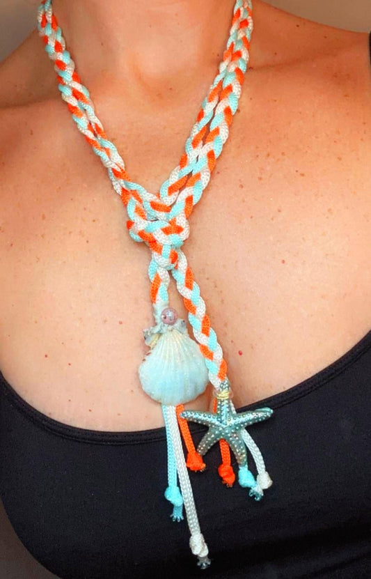 Hand made necklace - sea shell and cords