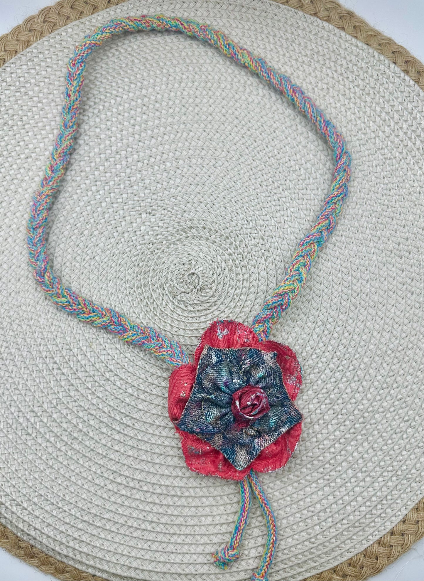 Hand made necklace- Red flower