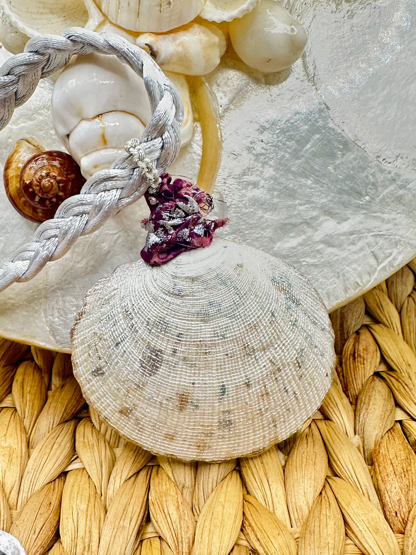 Hand made necklace- Sea shell and satin cord