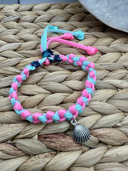 Hand made bracelet - pink and blue cord