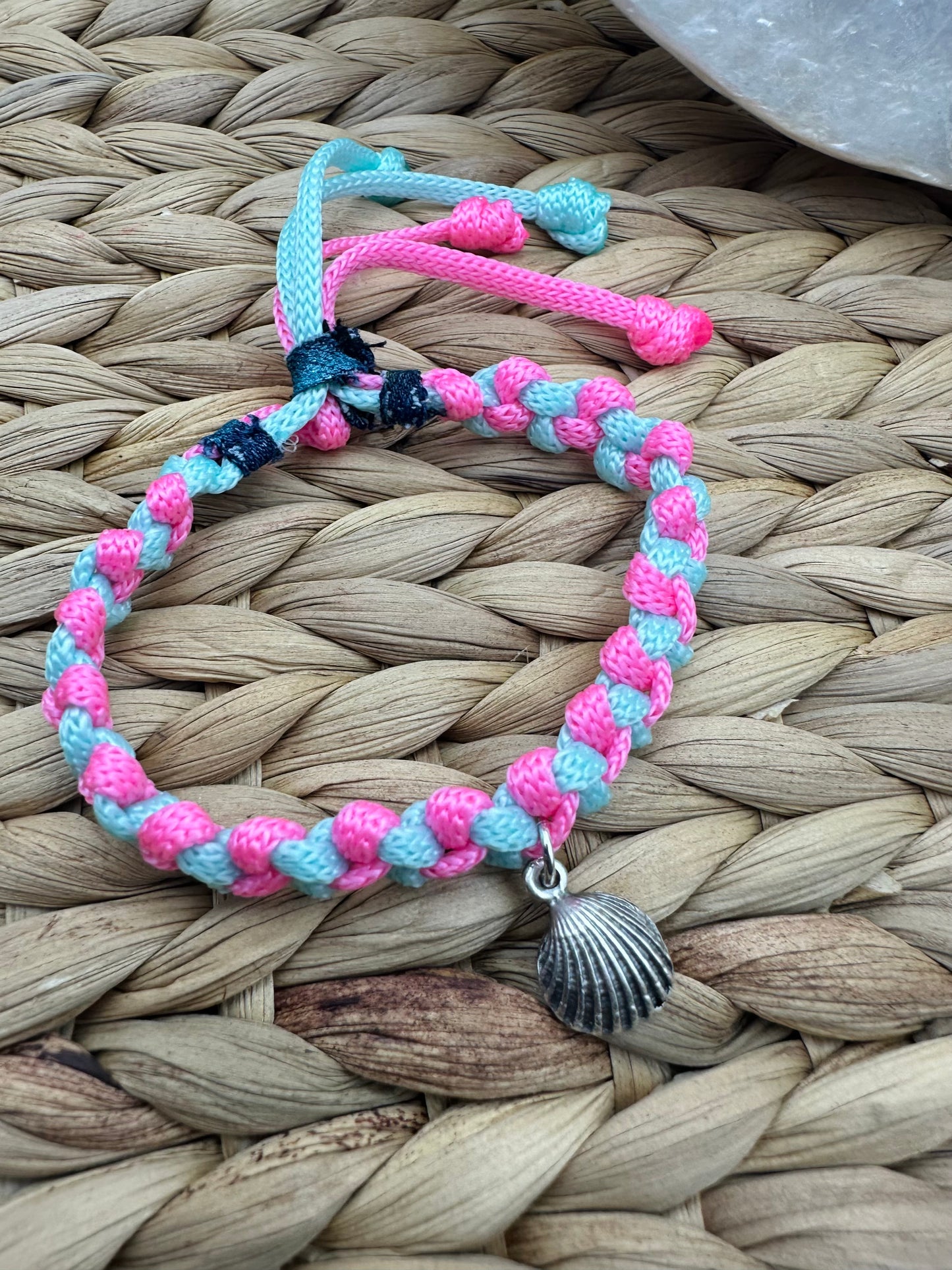 Hand made bracelet - pink and blue cord