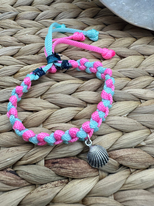 Hand made bracelet - pink and blue cord