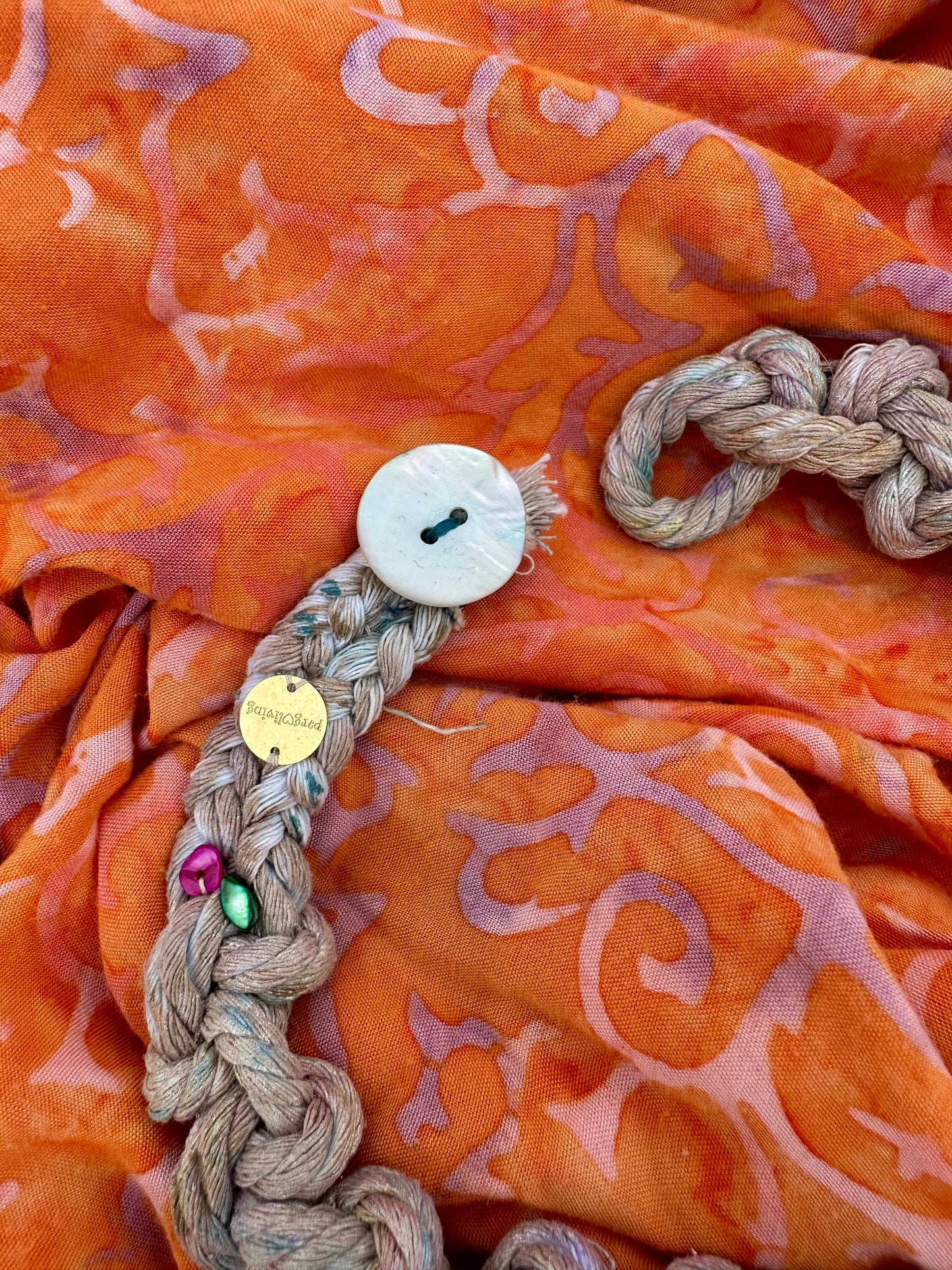 Hand made necklace - rope and sea shell