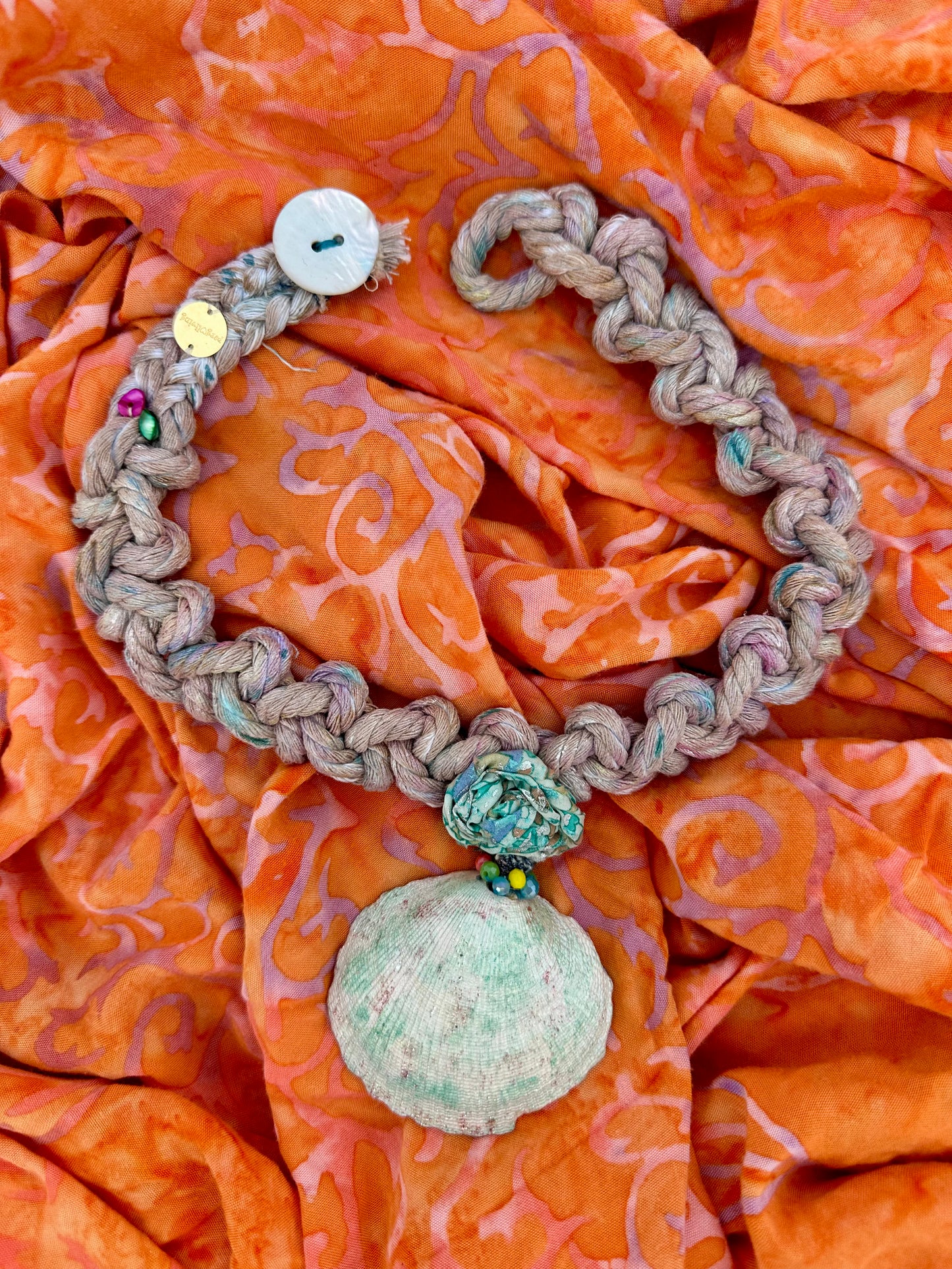 Hand made necklace - rope and sea shell