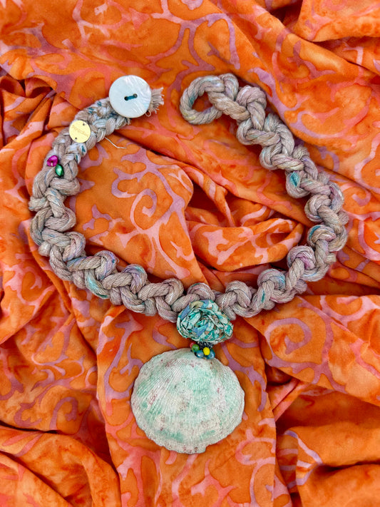 Hand made necklace - rope and sea shell