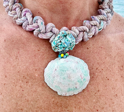 Hand made necklace - rope and sea shell