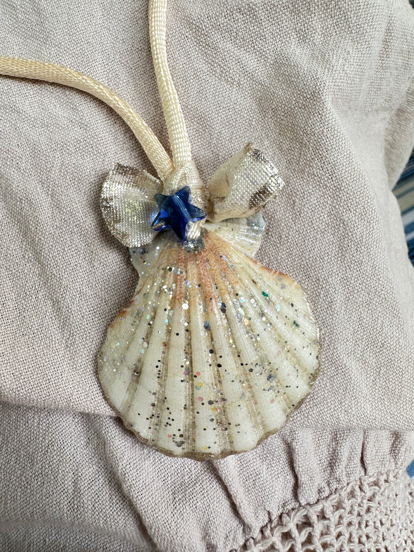 Hand made necklace - sea shell and satin cord