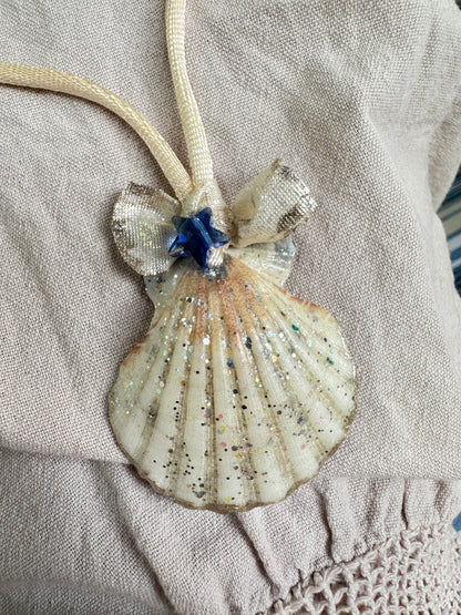 Hand made necklace - sea shell and satin cord