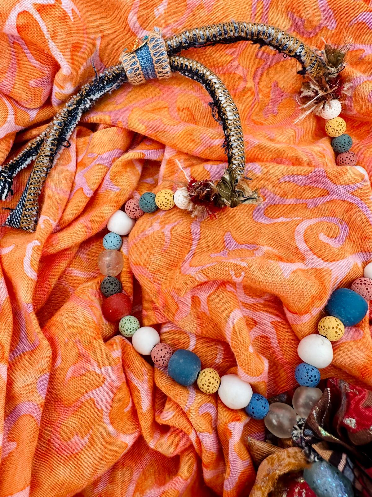 Hand made bracelet - Beads, denim and more