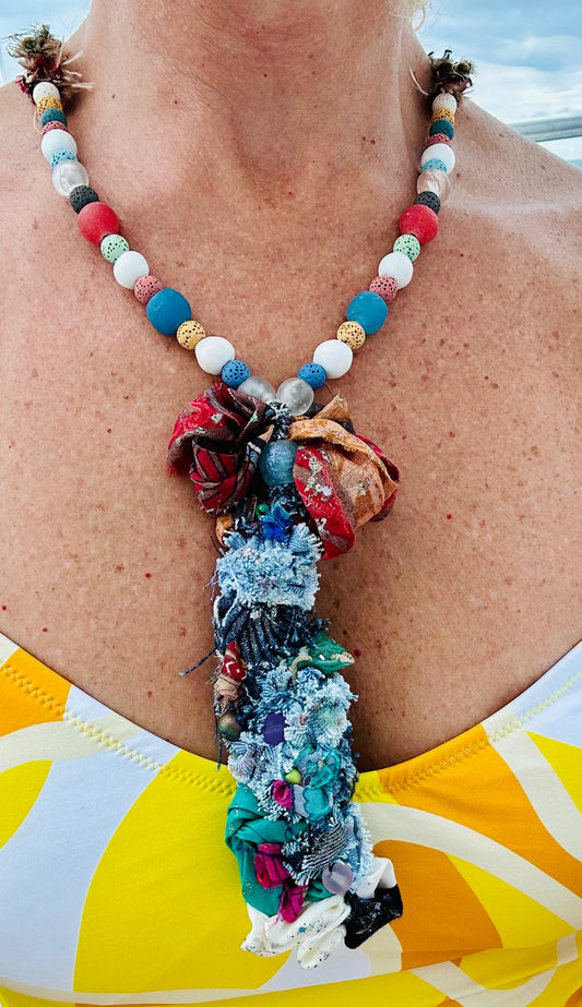 Hand made bracelet - Beads, denim and more