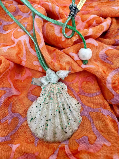 Hand made necklace- leather and sea shell