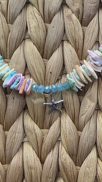 Hand made necklace - beads and silver star pendant